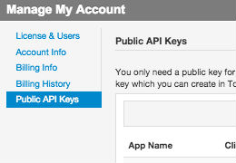 Navigate to the Public API tab